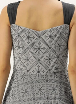 Grey Georgette Embroidered Strap Gown Festive Wear -C Bazaar Shop Grey Georgette Embroidered Strap Gown IWBS02205933 rrc2