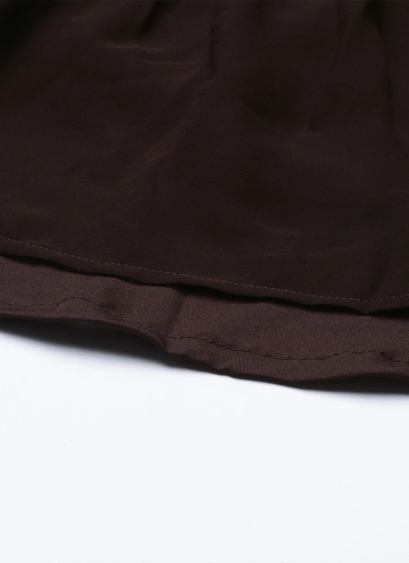 Grey Modal N Brown Geogette Gathers Dress Party Wear 6 Grey Modal N Brown Geogette Gathers Dress Party Wear - Image 6