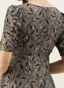 Grey Modal Silk Printed A Line Dress After Six Wear -C Bazaar Shop Grey Modal Silk Printed A Line Dress DRBS02105419 rrc2
