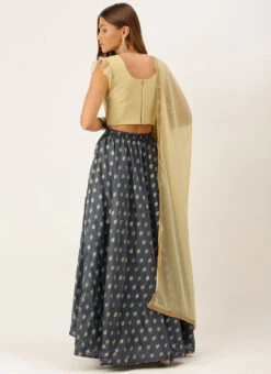 Grey N Beige Ruffled Arm Lehenga Set Festive Wear -C Bazaar Shop Grey N Beige Ruffled Arm Lehenga Set GHBS02110962 b