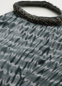 Grey N Black Muslin Halter Neck Gown Party Wear -C Bazaar Shop Grey N Black Muslin Halter Neck Gown IWBS02106505 rrc1