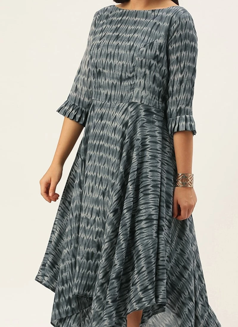 Grey N Black Muslin Handkerchief Style Dress After Six Wear 1 Grey N Black Muslin Handkerchief Style Dress After Six Wear