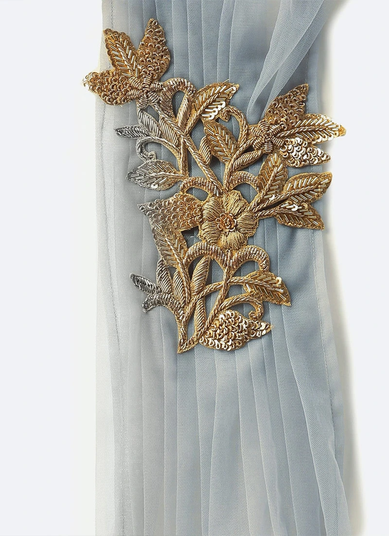 Grey Embroidered Floor Length Lehenga Set Wedding Wear 7 Grey Embroidered Floor Length Lehenga Set Wedding Wear - Image 7