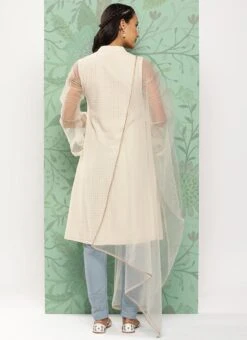 Top From Grey N White Sequin Embroidered Straight Pant Suit After Six Wear -C Bazaar Shop Grey N White Sequin Embroidered Straight Pant Suit SLBS02302146 b 2