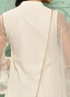 Dupatta From Grey N White Sequin Embroidered Straight Pant Suit After Six Wear -C Bazaar Shop Grey N White Sequin Embroidered Straight Pant Suit SLBS02302146 rrc2