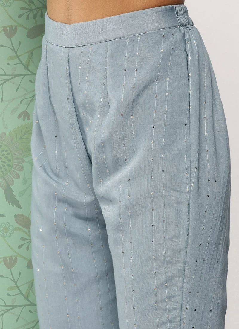 Bottom From Grey N White Sequin Embroidered Straight Pant Suit After Six Wear 7 Bottom From Grey N White Sequin Embroidered Straight Pant Suit After Six Wear - Image 7