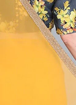 Grey N Yellow Cotton Digital Printed Blouse Festive Wear -C Bazaar Shop Grey N Yellow Cotton Digital Printed Blouse BLBS02209592 rrc3