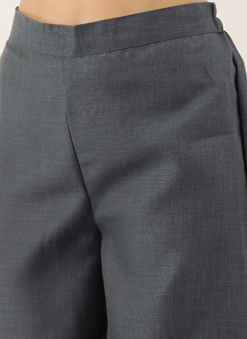 Grey N Yellow Printed Rayon Boat Neck Kurta Set After Six Wear 6 Grey N Yellow Printed Rayon Boat Neck Kurta Set After Six Wear - Image 6