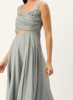 Grey Nylon Sequins Embroidered Jumpsuit After Six Wear Festive Wear