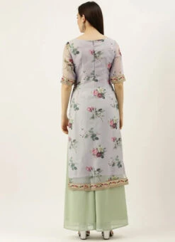 Grey Printed Organza Calf Length Kurta Set After Six Wear -C Bazaar Shop Grey Printed Organza Calf Length Kurta Set KSBS02104250 b
