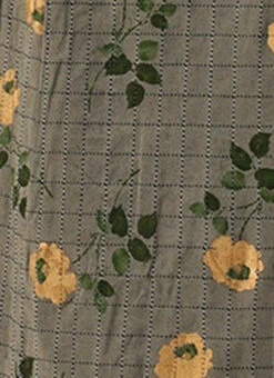 Grey Printed Rayon Calf Length Dress Work Wear -C Bazaar Shop Grey Printed Rayon Calf Length Dress DRBS02106443 rrc4