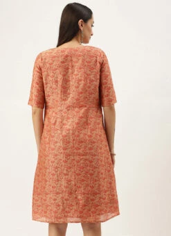 Grey Rayon Boat Neck Dress With Red Chanderi Jacket After Six Wear -C Bazaar Shop Grey Rayon Boat Neck Dress With Red Chanderi Jacket DRBS02106504 b