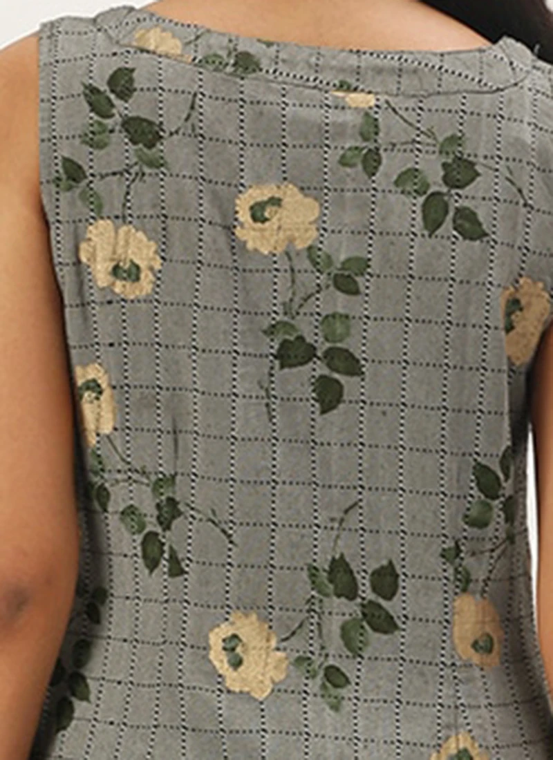 Grey Rayon Kurta Narrow Straight Pant Set Work Wear 7 Grey Rayon Kurta Narrow Straight Pant Set Work Wear - Image 7