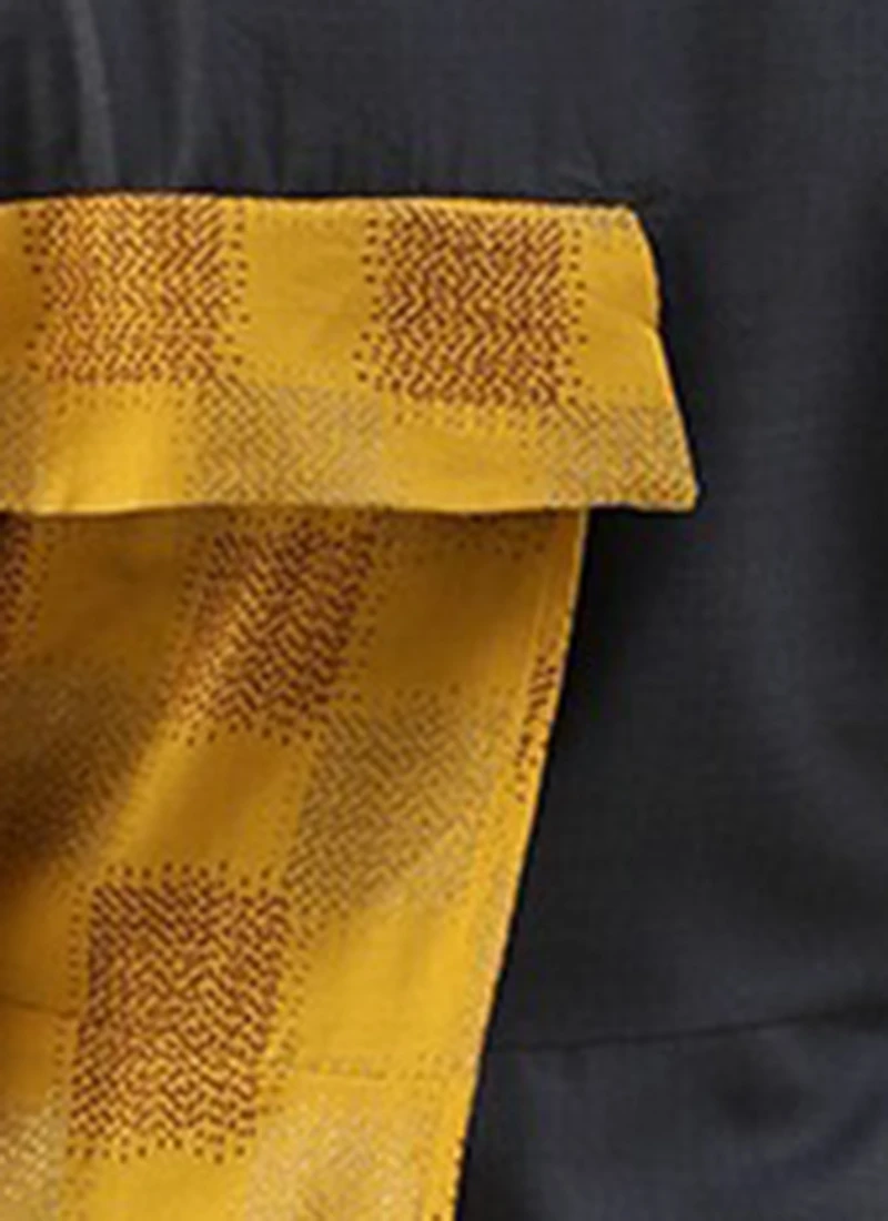 Grey Rayon N Mustard Printed Boat Neck Dress Party Wear 7 Grey Rayon N Mustard Printed Boat Neck Dress Party Wear - Image 7