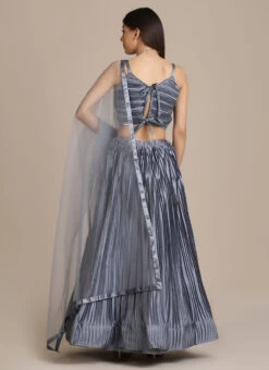 Grey Satin Silk A Line Lehenga Party Wear 7 Grey Satin Silk A Line Lehenga Party Wear -C Bazaar Shop Grey Satin Silk A Line Lehenga GHSACW2773 b