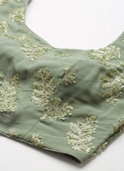 Grey Sequins Embroidered Chinon Blouse Festive Wear 12 Grey Sequins Embroidered Chinon Blouse Festive Wear -C Bazaar Shop Grey Sequins Embroidered Chinon Blouse BLBS02210834 rrc1