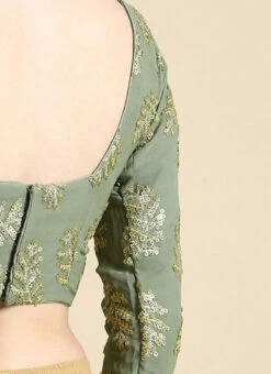 Grey Sequins Embroidered Chinon Blouse Festive Wear 15 Grey Sequins Embroidered Chinon Blouse Festive Wear -C Bazaar Shop Grey Sequins Embroidered Chinon Blouse BLBS02210834 rrc4