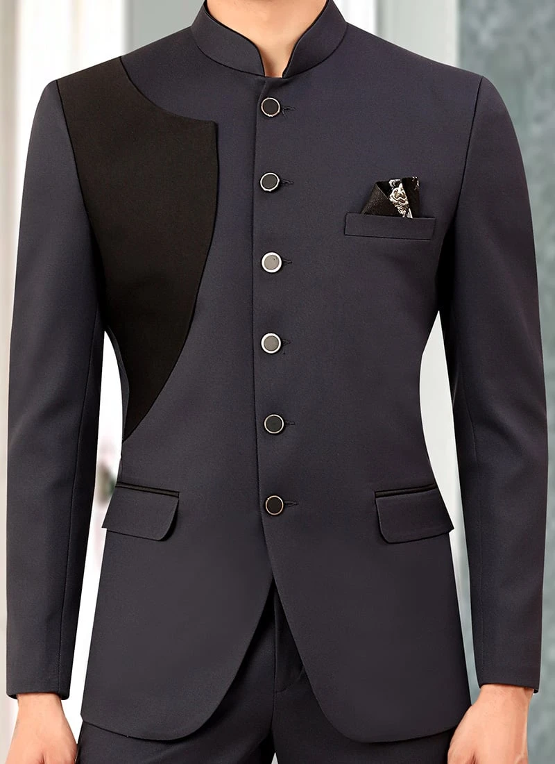 Grey Terry Rayon Bandhgala Jacket 1 Grey Terry Rayon Bandhgala Jacket