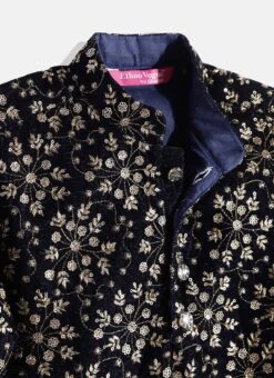 Kids Boys Beige N Blue Embroidered Kurta Set Festive Wear -C Bazaar Shop Kids Boys Beige N Blue Embroidered Kurta Set KDBKPBS02009890 rrc1