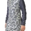 Kids Boys Blue Embroidered Net Kurta Pyjama
