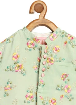 Kids Boys Pink Tafetta Kurta N Blue Embroidered Ba -C Bazaar Shop Kids Boys Pink Tafetta Kurta N Blue Embroidered Ba KDBKPBS02009894 rrc1