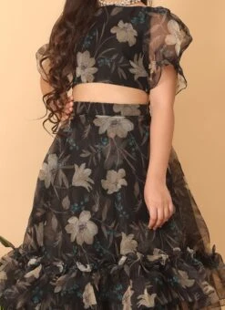 Skirt From Kids Girls Black Organza Printed Co Ords Set After Six Wear