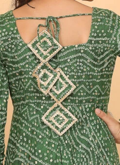 Dupatta From Kids Girls Green Bandhani Printed Rayon Gown With Dupatta Set After Six Wear -C Bazaar Shop Kids Girls Green Bandhani Printed Rayon Gown With Dupatta Set KDGIWBS02302294 rrc2