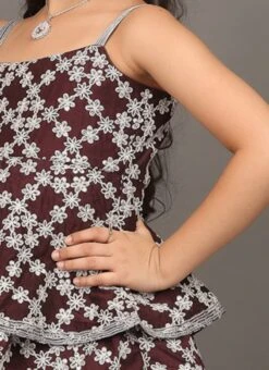 Bottom From Kids Girls Dark Wine Muslin Sequins N Off White Sharara Set After Six Wear 12 Bottom From Kids Girls Dark Wine Muslin Sequins N Off White Sharara Set After Six Wear -C Bazaar Shop Kids Girls Green Cotton Sequins N Pink Sharara Set KDGSLBS02212541 rrc3 1