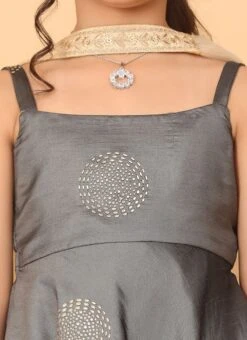 Bottom From Kids Girls Grey Art Silk Foil Print Gharara Set After Six Wear -C Bazaar Shop Kids Girls Grey Art Silk Foil Print Gharara Set KDGSLBS02301113 rrc1