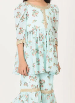 Bottom From Kids Girls Mint Green Digital Printed Embroidered Co Ords Set After Six Wear