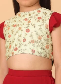 Skirt From Kids Girls Mint Green N Maroon Embroidered Lehenga After Six Wear -C Bazaar Shop Kids Girls Mint Green N Maroon Embroidered Lehenga KDGGHBS02303605 rrc1 1