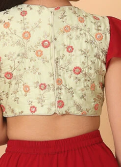 Dupatta From Kids Girls Mint Green N Maroon Embroidered Lehenga After Six Wear -C Bazaar Shop Kids Girls Mint Green N Maroon Embroidered Lehenga KDGGHBS02303605 rrc2