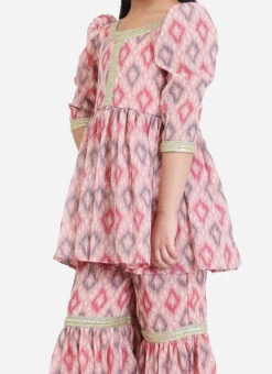 Bottom From Kids Girls Multicolored Digital Printed Georgette Co Ords Set After Six Wear