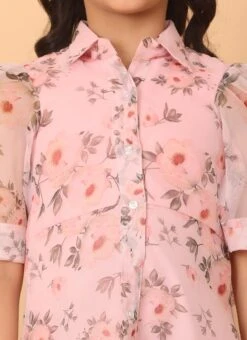Kids Girls Pink Digital Printed Organza Kurti -C Bazaar Shop Kids Girls Pink Digital Printed Organza Kurti KDGKRBS02303623 rrc1
