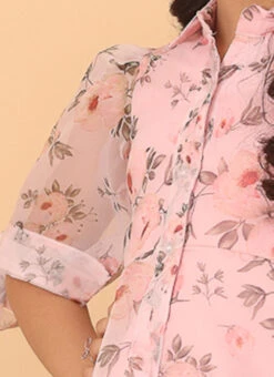 Kids Girls Pink Digital Printed Organza Kurti -C Bazaar Shop Kids Girls Pink Digital Printed Organza Kurti KDGKRBS02303623 rrc3