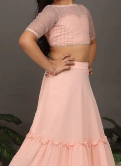 Skirt From Kids Girls Pink N Peach Embroidered Crop Top N Skirt After Six Wear