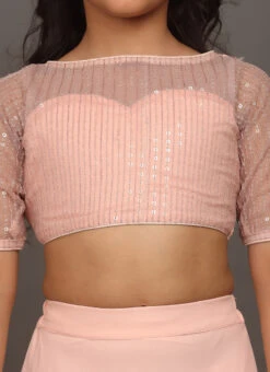 Skirt From Kids Girls Pink N Peach Embroidered Crop Top N Skirt After Six Wear -C Bazaar Shop Kids Girls Pink N Peach Embroidered Crop Top N Skirt KDGIWBS02303724 rrc1