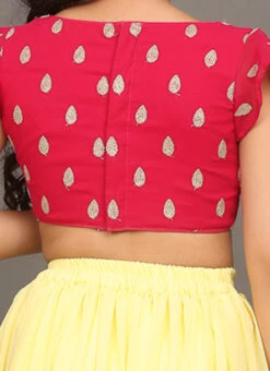 Skirt From Kids Girls Pink N Yellow Embroidered Ruffles Lehenga Set After Six Wear -C Bazaar Shop Kids Girls Pink N Yellow Embroidered Ruffles Lehenga Set KDGGHBS02303712 rrc2