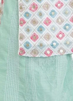 Jacket From Kids Girls White Jacket N Pista Green Embroidered Palazzo Set -C Bazaar Shop Kids Girls White Jacket N Pista Green Embroidered Palazzo Set KDGIWBS02211157 rrc3 1