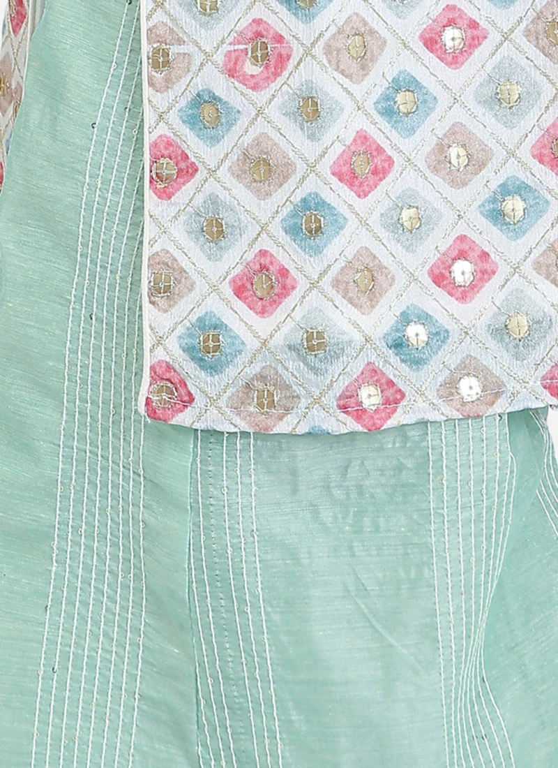 Bottom From Kids Girls White Jacket N Pista Green Embroidered Palazzo Set After Six Wear 6 Bottom From Kids Girls White Jacket N Pista Green Embroidered Palazzo Set After Six Wear - Image 6