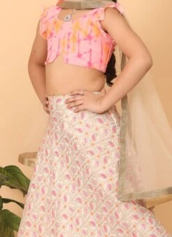 Skirt From Kids Girls White N Multicolored Ruffled Arm Lehenga Set After Six Wear