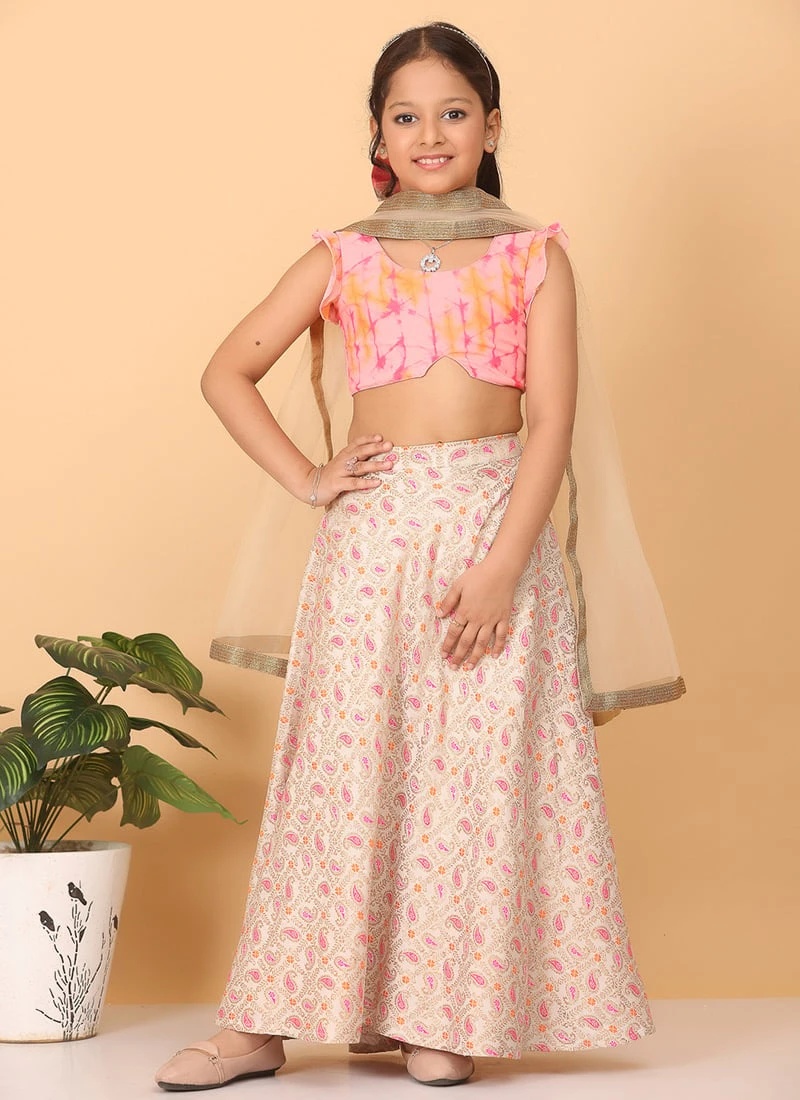 Skirt From Kids Girls White N Multicolored Ruffled Arm Lehenga Set After Six Wear 2 Skirt From Kids Girls White N Multicolored Ruffled Arm Lehenga Set After Six Wear - Image 2