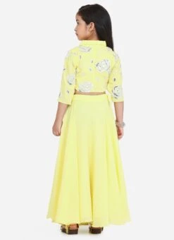 Skirt From Kids Girls Yellow Embroidered Collar Neck Blouse N Skirt After Six Wear -C Bazaar Shop Kids Girls Yellow Embroidered Collar Neck Blouse N Skirt KDGIWBS02301701 b