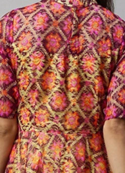 Knee Length Multiclolored Fit N Flared Dress Party Wear -C Bazaar Shop Knee Length Multiclolored Fit N Flared Dress DRBS02006240 rrc2