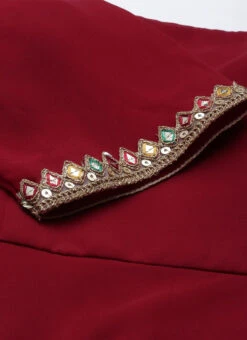 Beige Net N Maroon Jacket Style Gown Festive Wear -C Bazaar Shop Lavender Net N Maroon Jacket Style Gown IWBS02202321 rrc3