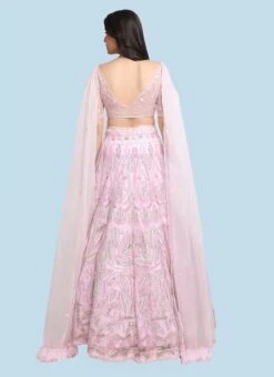 Lavender Organza Emrboidery Lehenga Choli Draped Dupatta Wedding Wear 7 Lavender Organza Emrboidery Lehenga Choli Draped Dupatta Wedding Wear -C Bazaar Shop Lavender Organza Emrboidery Lehenga Choli Draped Dupatta GHMCAA007 b