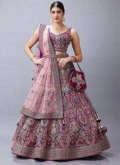 Wine Velvet Zari Embroidered N Hand Work Umbrella Lehenga Choli With Dupatta Wedding Wear -C Bazaar Shop Lavishing Wine Velvet Zari Embroidered N Hand Work Umbrella Lehenga choli With Dupatta GHCBF5717 u