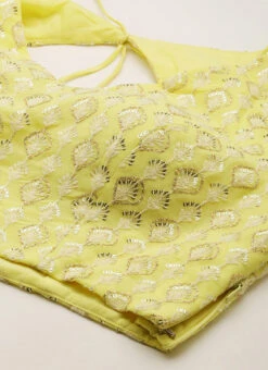 Lemon Yellow Embroidered Low V Neck Lehenga Set Festive Wear -C Bazaar Shop Lemon Yellow Embroidered Low V Neck Lehenga Set GHBS02203504 rrc1
