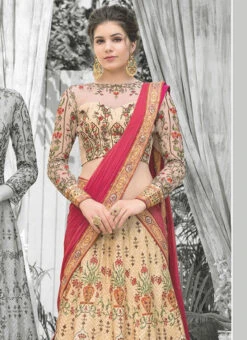 Light Beige Digital Printed Umbrella Lehenga Wedding Wear -C Bazaar Shop Light Beige Digital Printed Umbrella Lehenga GHSJSSBSL706A b