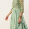 Light Blue Embroidered N Green Layered Gown Wedding Wear